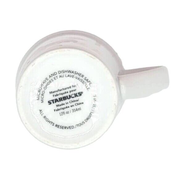 Starbucks Snowflakes Holiday Mug White 12oz 4.75" Red Houses Trees Christmas - Picture 8 of 10